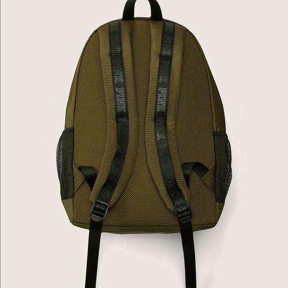 Victoria Secret’s PINK Collegiate Backpack Olive Green and Black - Picture 3 of 8